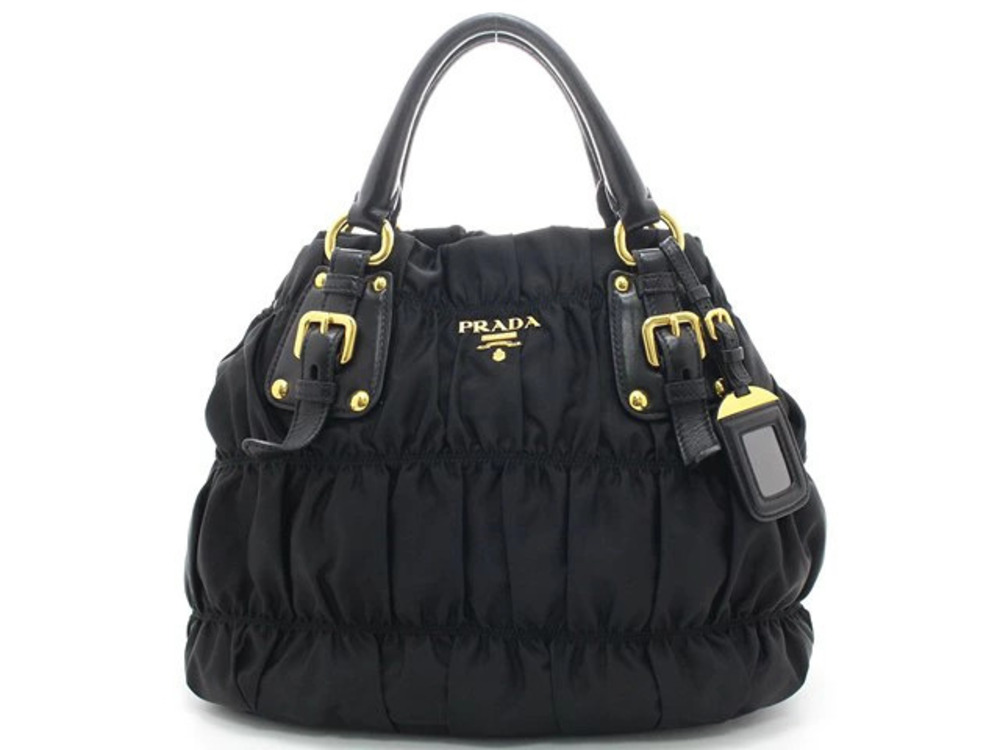 Prada 2way Shoulder Bag gathered black